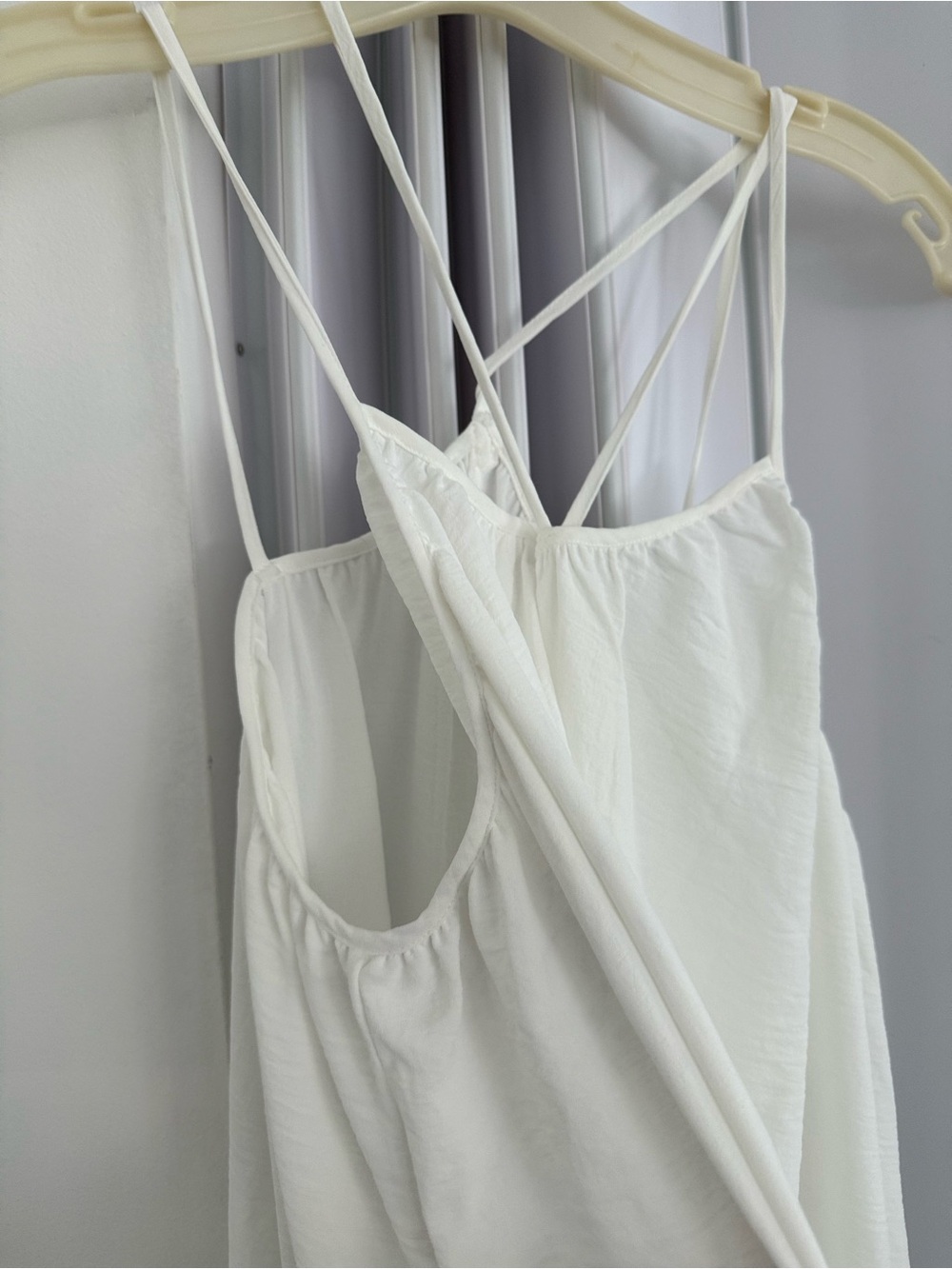 White Spaghetti Strap Dress with Navy Lace Hem size XL - Picture 3 of 6